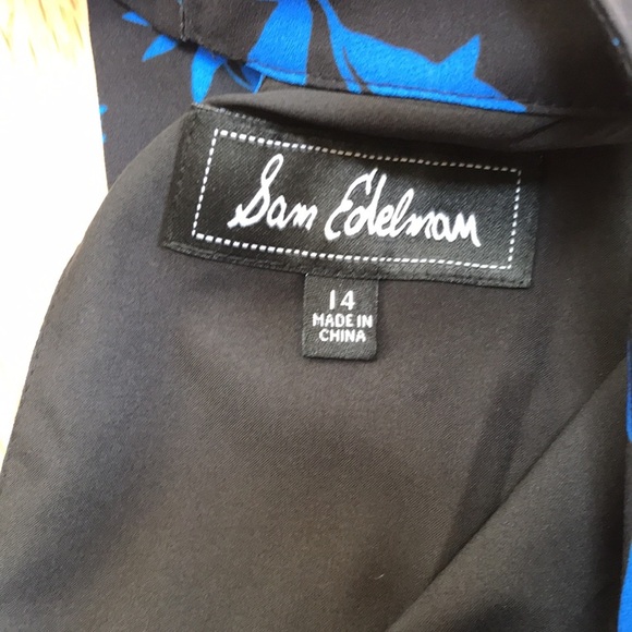 Sam Edelman Size 14 blue combo halter graphic botanic halter midi dress - Picture 8 of 11